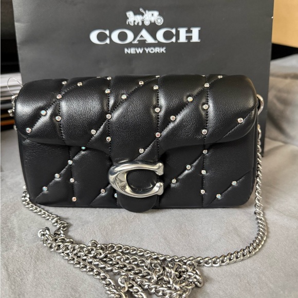 Coach Tabby Mini Crystal Quilted Leather Crossbody/Wristlet NWOT - Picture 2 of 8